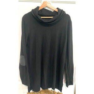 Evolution by Cyrus - long black Cowl neck, elbow patch design women's size XXL